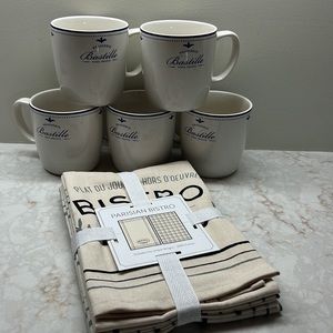 NWT Sur La Table Bastille Mugs. & Parisian Bristol Towels